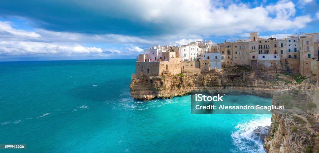 Polignano a Mare (BA, Italy): heaven on earth panorama view Polignano a Mare (BA, Italy): heaven on earth panorama Puglia Stock Photo