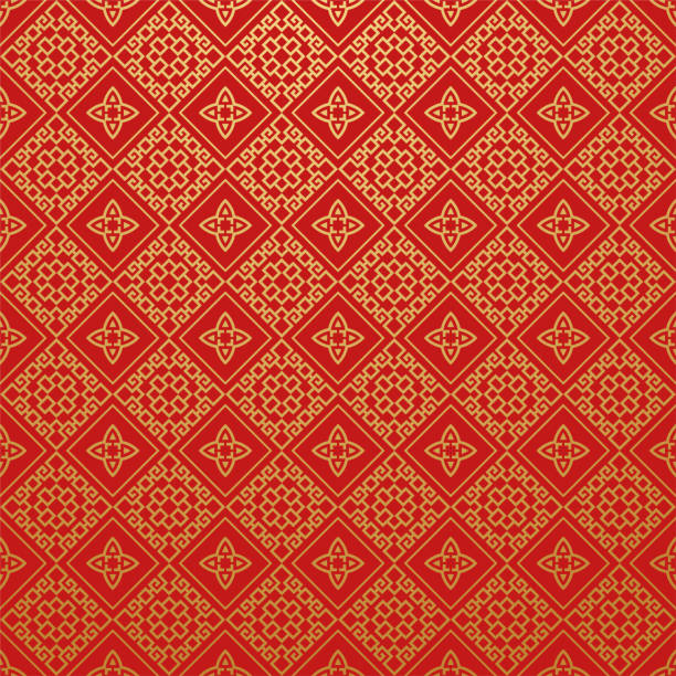 ilustrações, clipart, desenhos animados e ícones de papel de parede vermelho padrão, arte vetorial - asian culture pattern chinese culture backgrounds