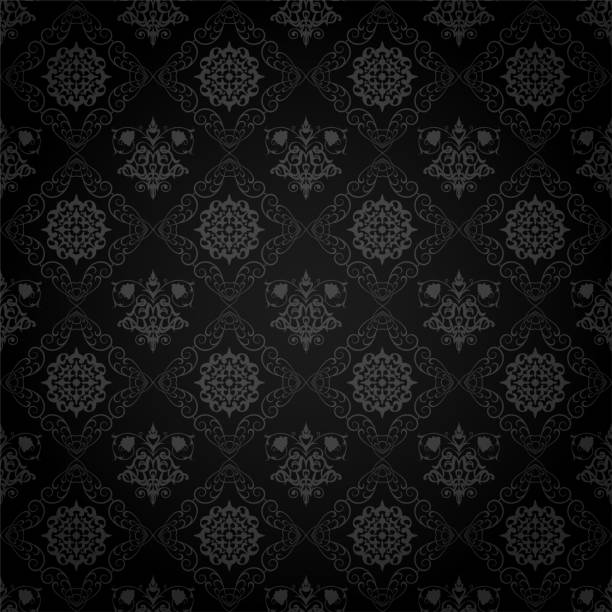 ilustraciones, imágenes clip art, dibujos animados e iconos de stock de fondo negro, vintage - silk black backgrounds pattern