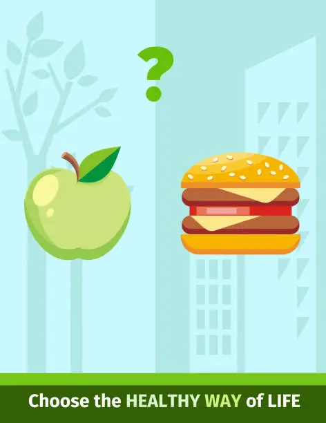 Vector illustration of Apple or Burger Food Design Flat