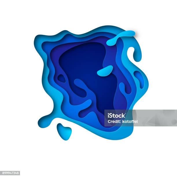 Abstract Background With Blue Paper Cut Shapes Stock Illustration - Download Image Now - Shape, Form - Document, Liquid