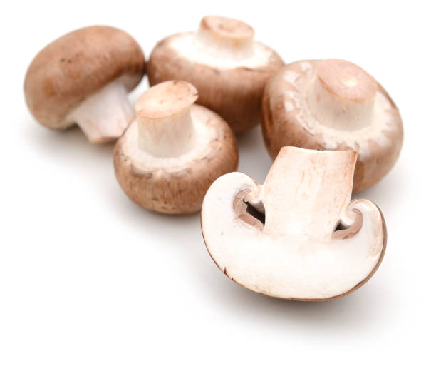 istock Fresh champignon mushrooms isolated on white background 899951914