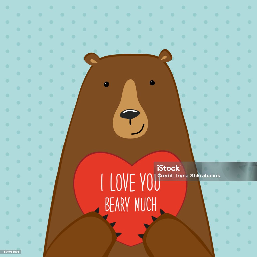 Cute Valentine's Day card with Bear Cute Valentine's Day card with Bear, can be used as card, banner etc Bear stock vector