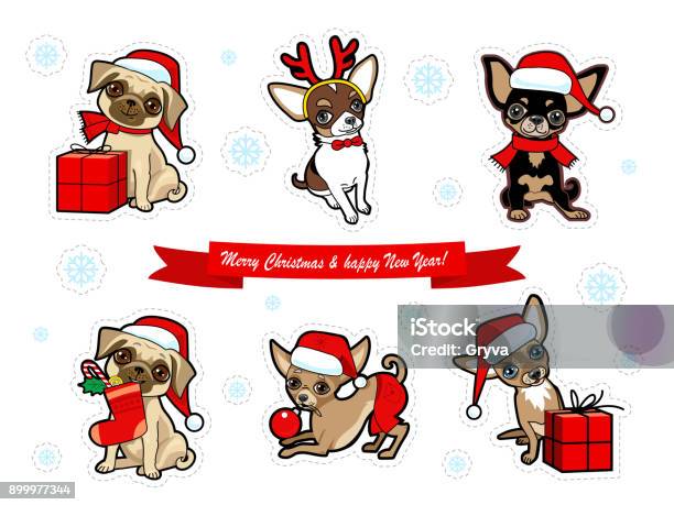 Otros lugares declaración enaguas Ilustración de Colección De Pegatinas De Navidad Y Año Nuevo Con Lindos  Perros y más Vectores Libres de Derechos de 2018 - iStock