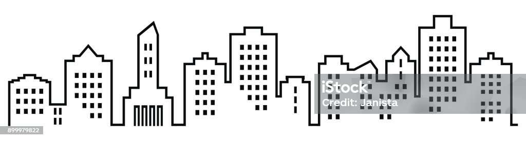 Sillhouette of town, group of houses with windows Sillhouette of town, group of houses with windows. Black and white icon. Vector icon. Lots of high-rise houses. Building Exterior stock vector