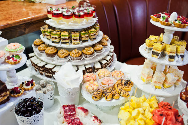 istock Great variety of different multicolored snacks on the wedding buffet. 899983662