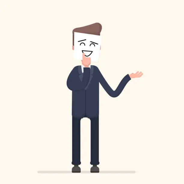 Vector illustration of Businessman with a smiley sign