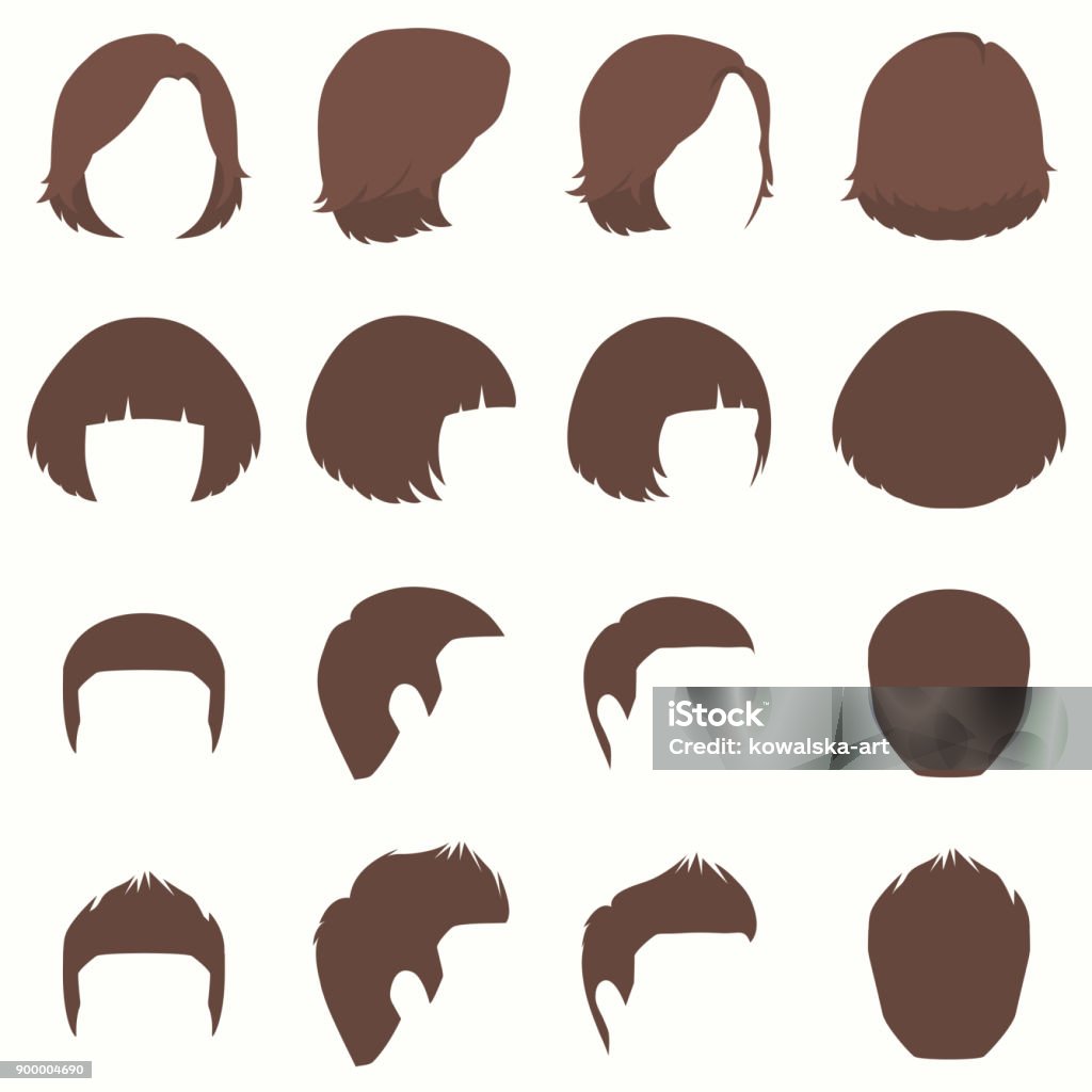 Hair Vector Hairstyle Silhouette Front Back And Side View Stock  Illustration - Download Image Now - iStock