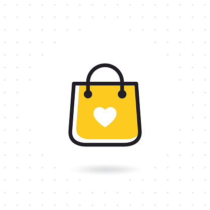 Bag shopping vector icon. Colored flat line vector illustration. Shopping bag vector in flat style on white background