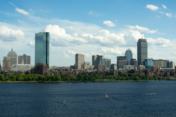 Boston cityscape Boston skyline as seen from Cambridge over Charles river boston prudential building stock pictures, royalty-free photos & images