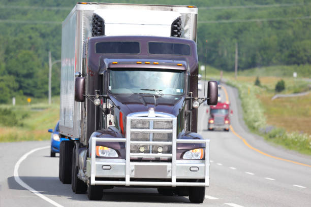 istock Semi-truck on a highway 900043896