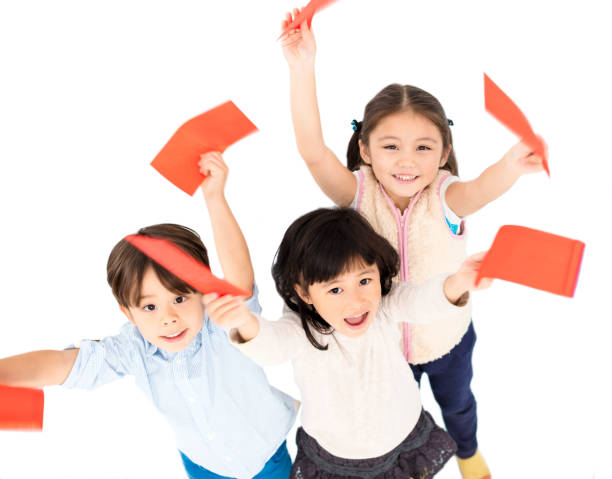 The hands of children throw upwards messages in the manner of paper airplanes.