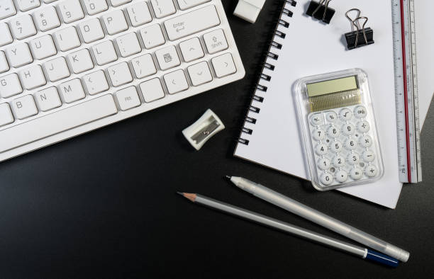 istock Student table with basic and classic school supplies. Set of school supplies concept. 900082628