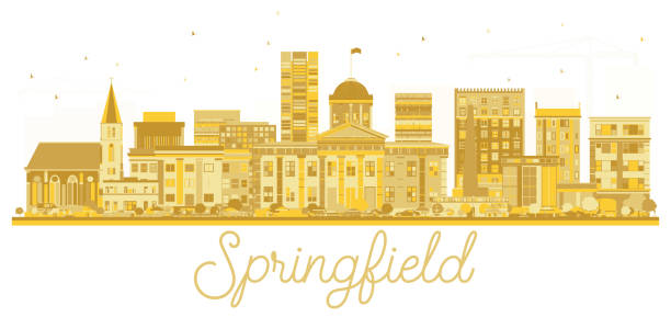 Springfield Illinois USA City skyline golden silhouette. Springfield Illinois USA City skyline golden silhouette. Vector illustration. Simple flat concept for tourism presentation, banner, placard or web site. Springfield Cityscape with landmarks. springfield illinois skyline stock illustrations