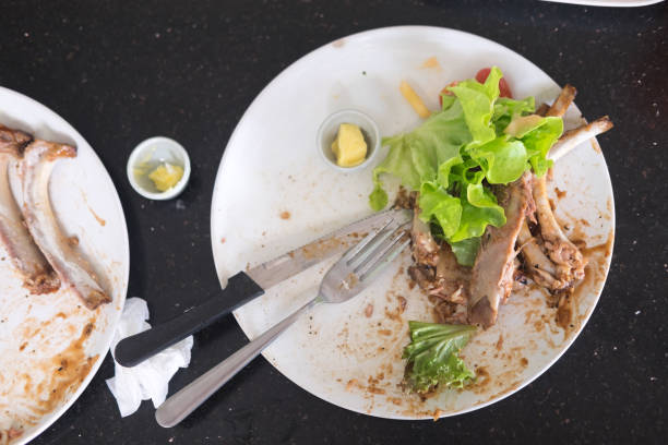 istock Steak dish after food on the table, top view 900090216