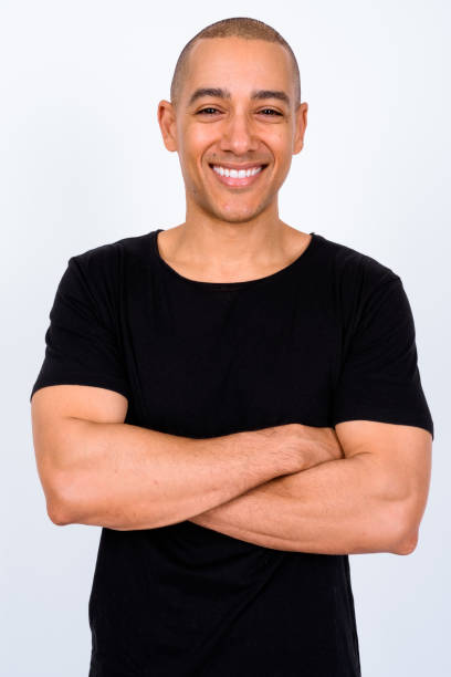 istock Portrait Of Handsome Bald Man Against White Background 900100716