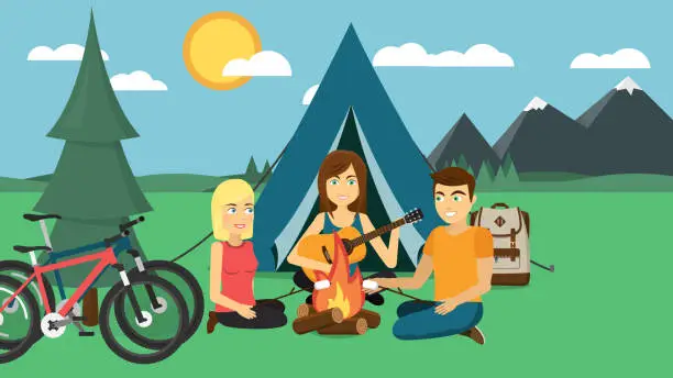 Vector illustration of camping Flat Design