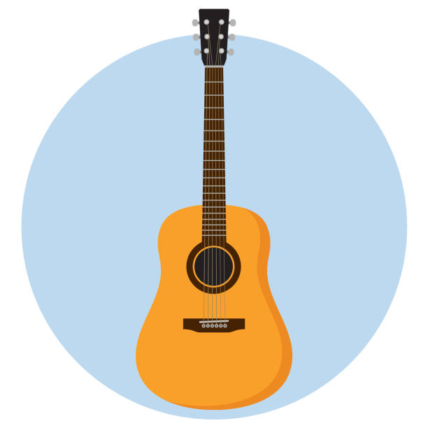 ilustrações, clipart, desenhos animados e ícones de violão flat design - guitar
