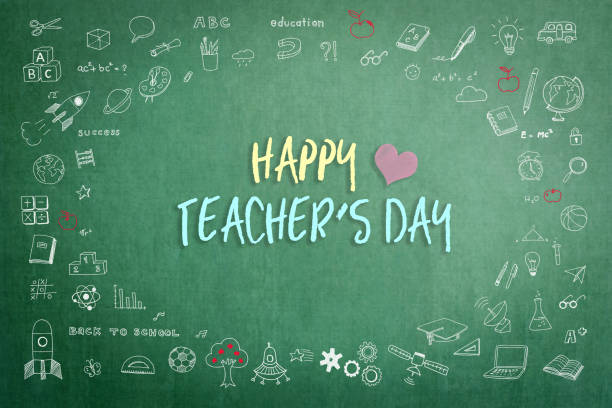 istock Happy teachers day calligraphy greeting on green school chalkboard 900111798