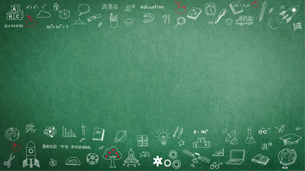bildung schule schwarze tafel mit textfreiraum - blackboard writing chalk teacher stock-fotos und bilder