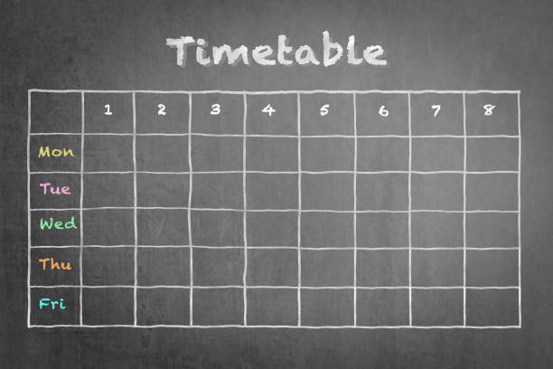 istock Schedule - Timetable blank calendar on school or business chalkboard 900111876