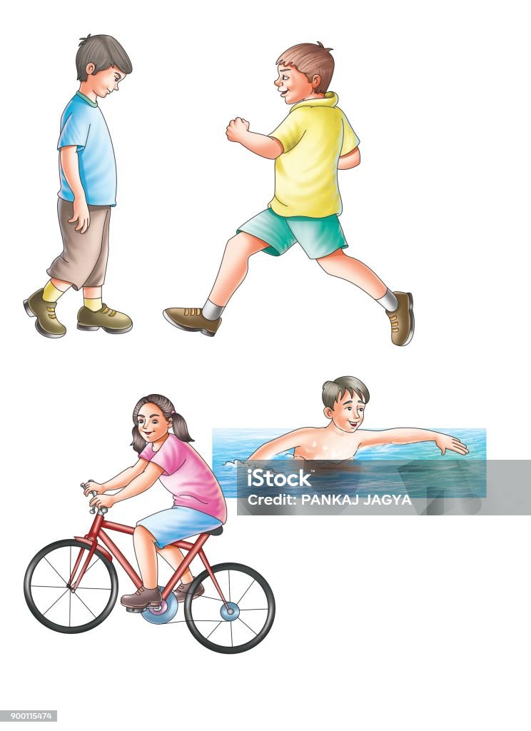 Cycling Stock Illustration - Download Image Now - Art, Cartoon, Child -  iStock