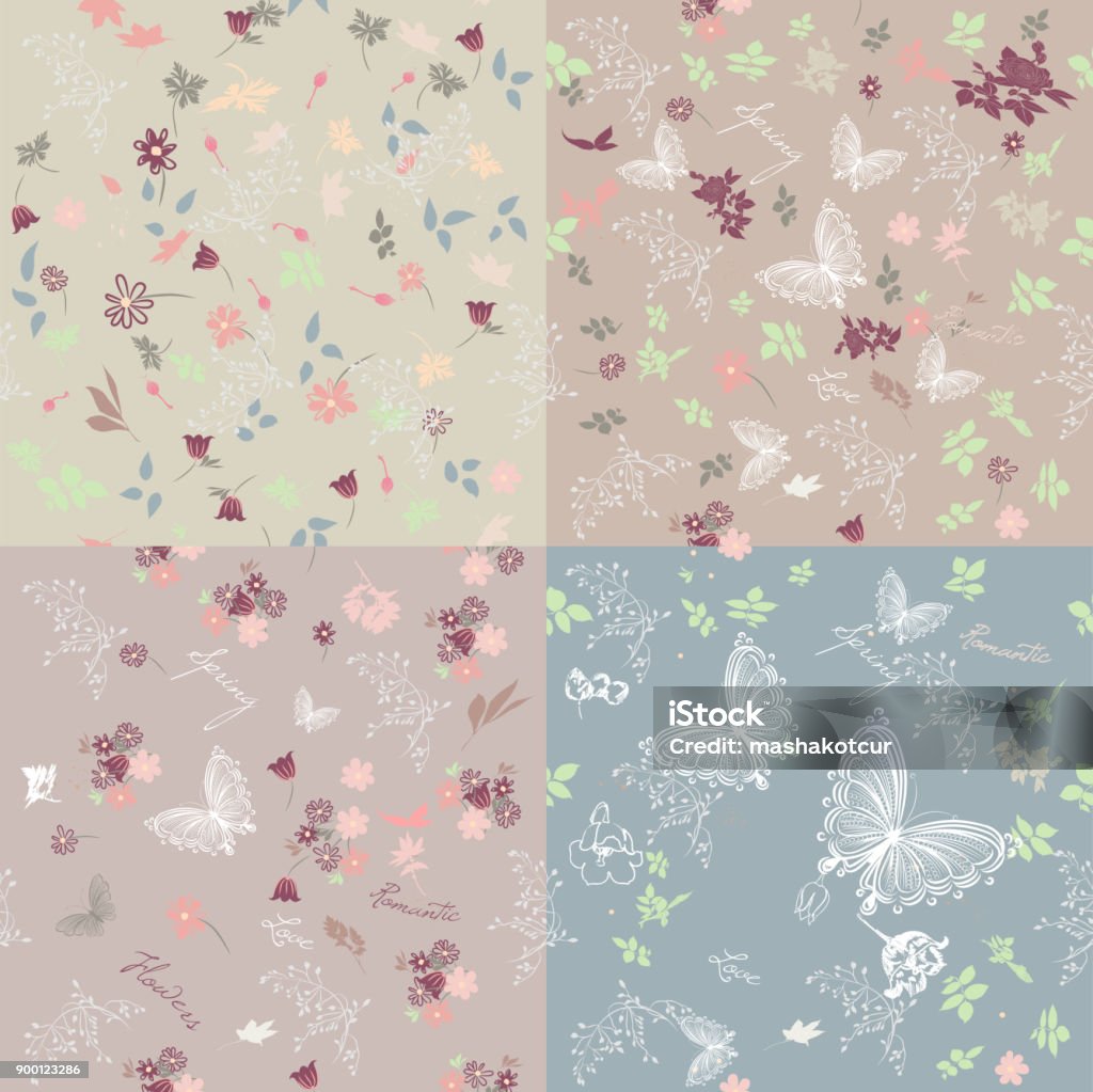 Antique Pattern Library Pastel Vector Floral Patterns In Pastel Colors Stock Illustration - Download ...