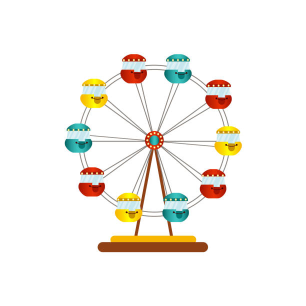 векторное колесо обозрения значок изолированы - carnival park clip art wheel stock illustrations