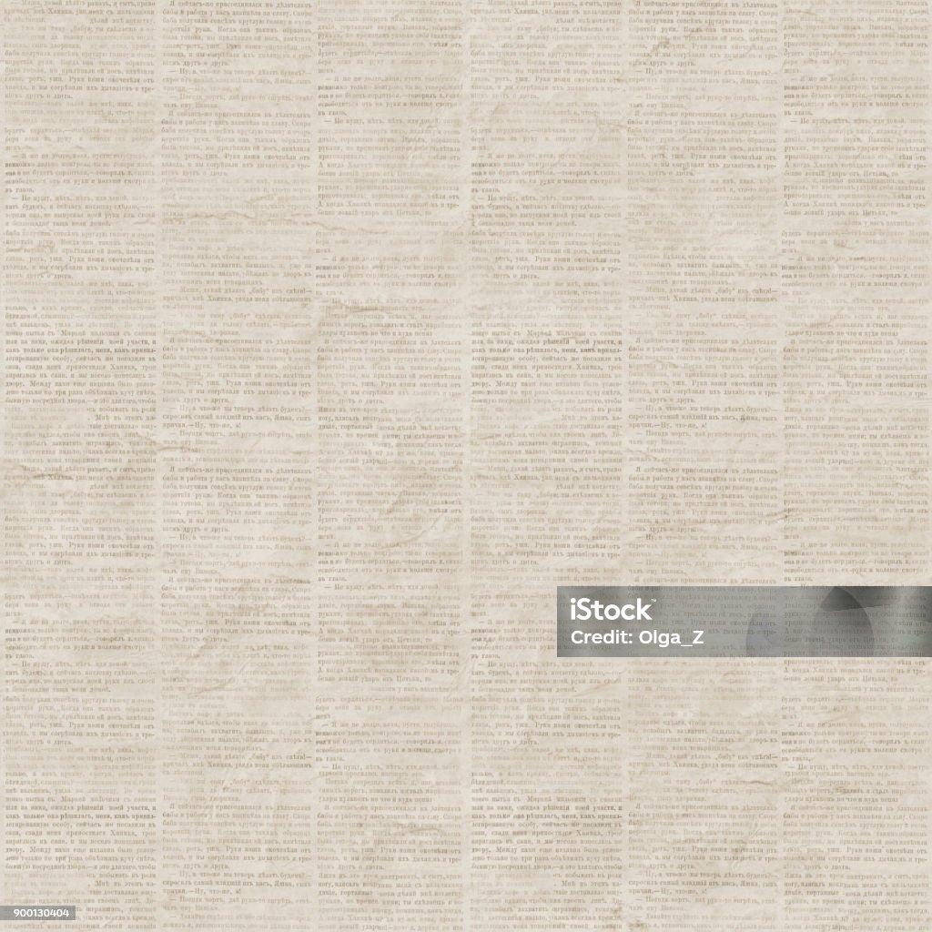 Vintage newspaper seamless pattern Vintage newspaper texture seamless pattern. A newspaper page illustration from a vintage old Russian newspaper of 1893. Gray beige collage newspaper background. Backgrounds Stock Photo