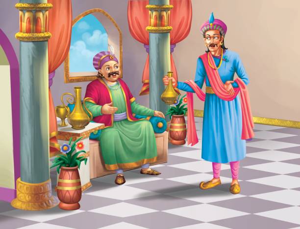 Akbar and Birbal vector art illustration