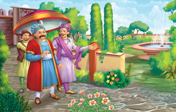Akbar and Birbal vector art illustration