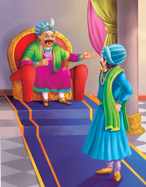 Akbar and Birbal vector art illustration