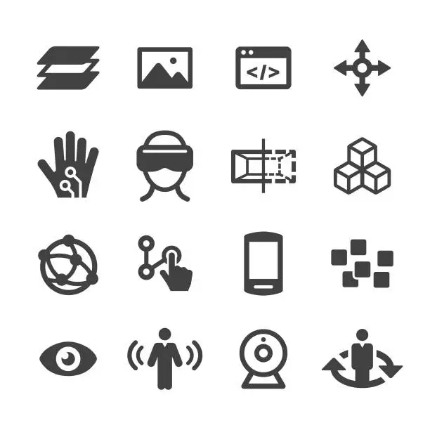 Vector illustration of Virtual Reality Icons Set - Acme Series