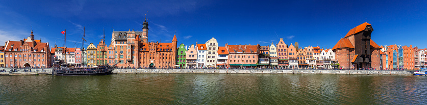Old town of Gdansk panorama at Motlawa river, Poland