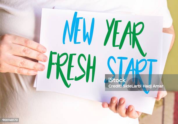 New Year Fresh Start On White Paper Stock Photo - Download Image Now - Adult, Algeria, Aspirations