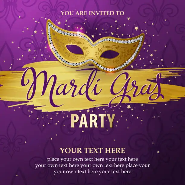 Vector illustration of Mardi Gras Party Invitations
