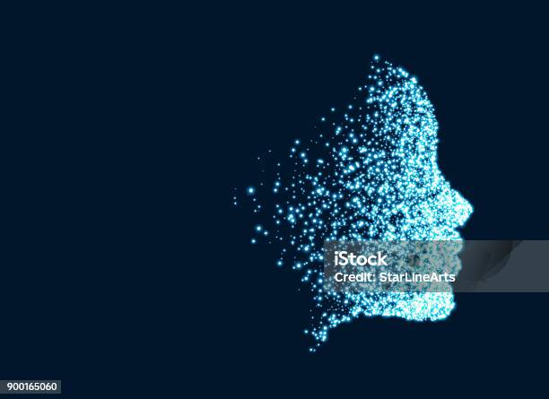 Digital Particle Technology Face For Artifiticial Intelligence Concept Stock Illustration - Download Image Now