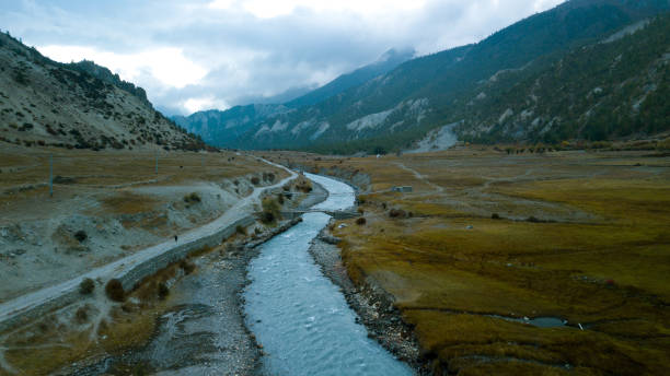 istock River in Himalayas range Nepal from Air view from drone 900165130