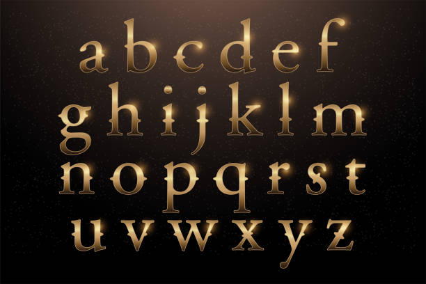 istock Set of Elegant Gold Colored Metal Chrome alphabet lowercase font. Typography classic style golden font set for logo, Poster, Invitation. vector illustrator 900176714