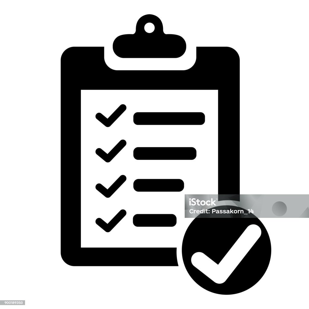 Clipboard with checklist Clipboard with checklist icon. Paper clipboard document symbol. Icon Symbol stock vector