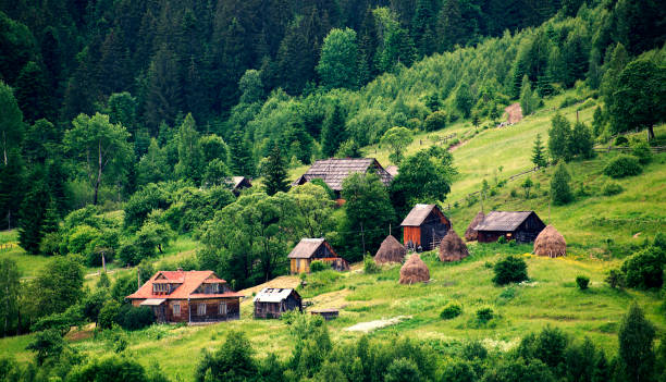 istock Village farm on a mountain slope 900191864