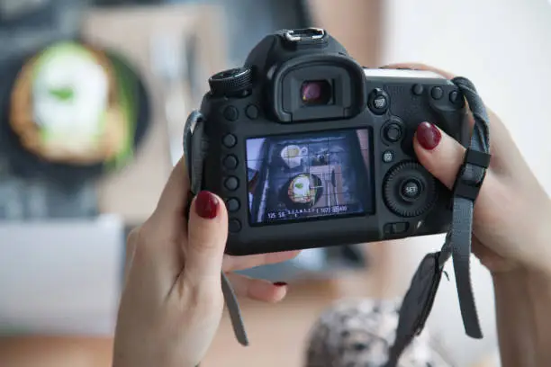 Photo of Female hands taking picture of breakfast table set up