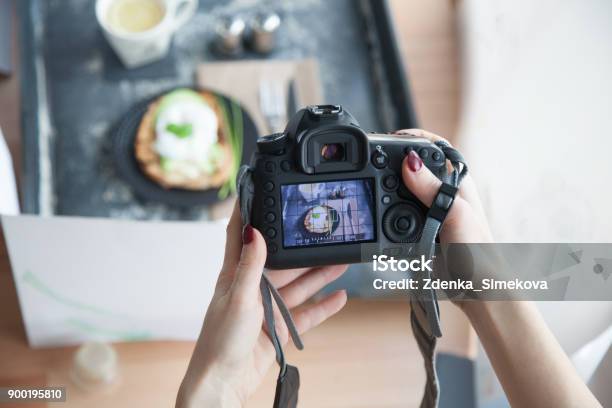 Female Hands Taking Picture Of Breakfast Table Set Up Stock Photo - Download Image Now