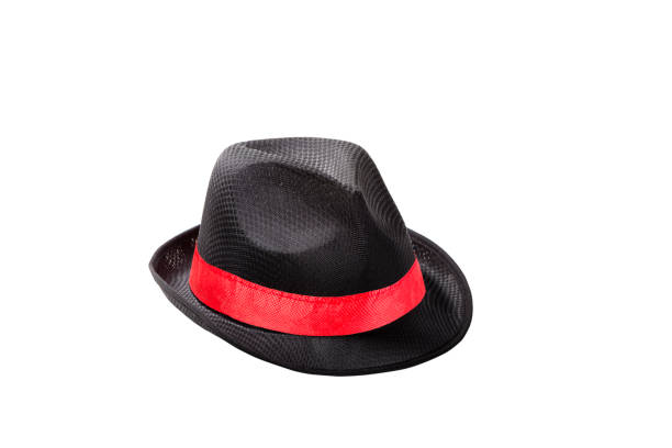 istock black straw hat with red ribbon on white background 900198876