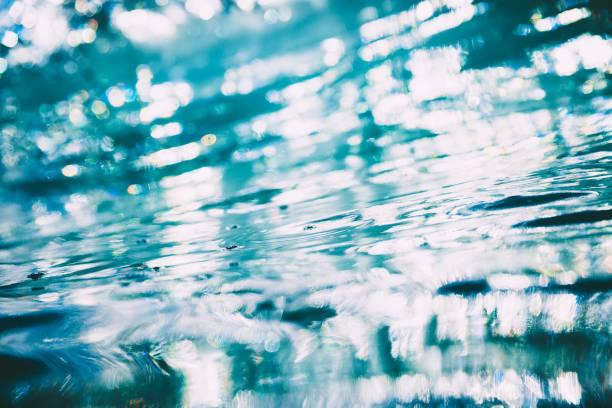 istock Blue wave in ocean. Clear wave and sun light, bokeh background 900213562