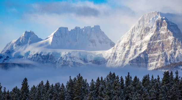 parque nacional de banff, canadá - rocky mountains canada mountain winter fotografías e imágenes de stock