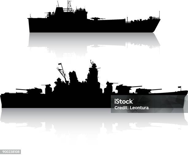 Military Ships Stock Illustration - Download Image Now - Military Ship, Warship, In Silhouette