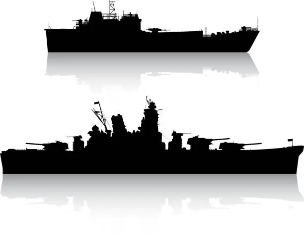 Vector illustration of Military Ships