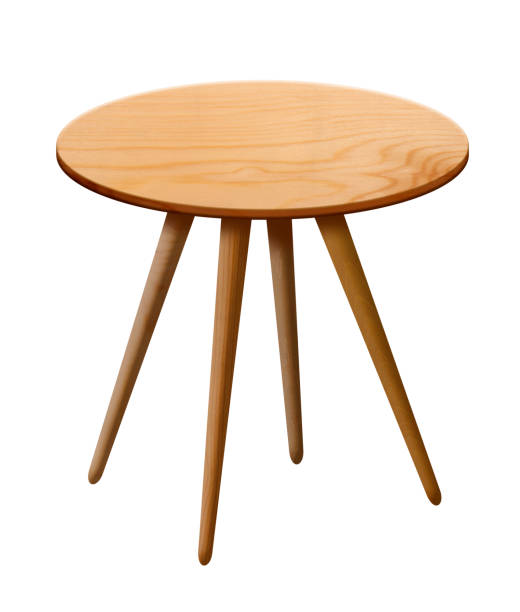 mesa redonda de madera - mesa mueble fotografías e imágenes de stock