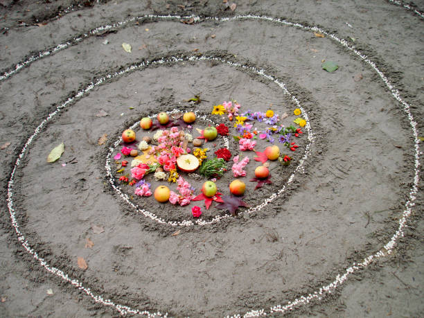 istock Magic spiral works. Witchcraft and wicca altar, pagan religion. 900284350